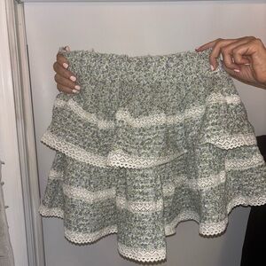 Aerie Cream Bubble Mini Skirt Ruffled Tiered Cocktail